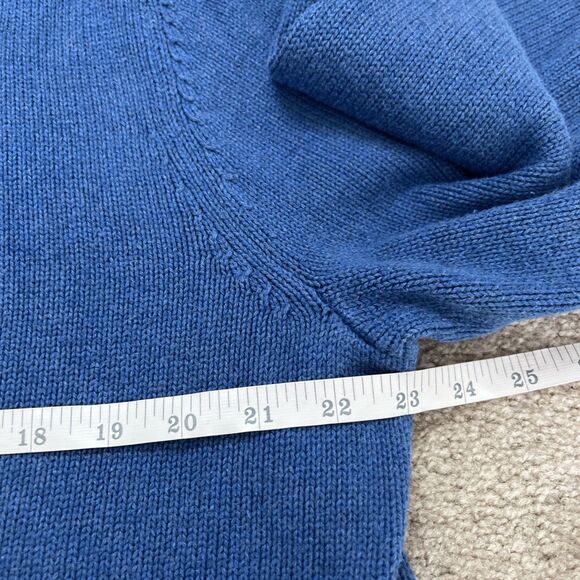 LL Bean Chunky Knit Sweater Mens Large Tall Blue Crewneck Preppy Classic Cotton - Picture 3 of 5